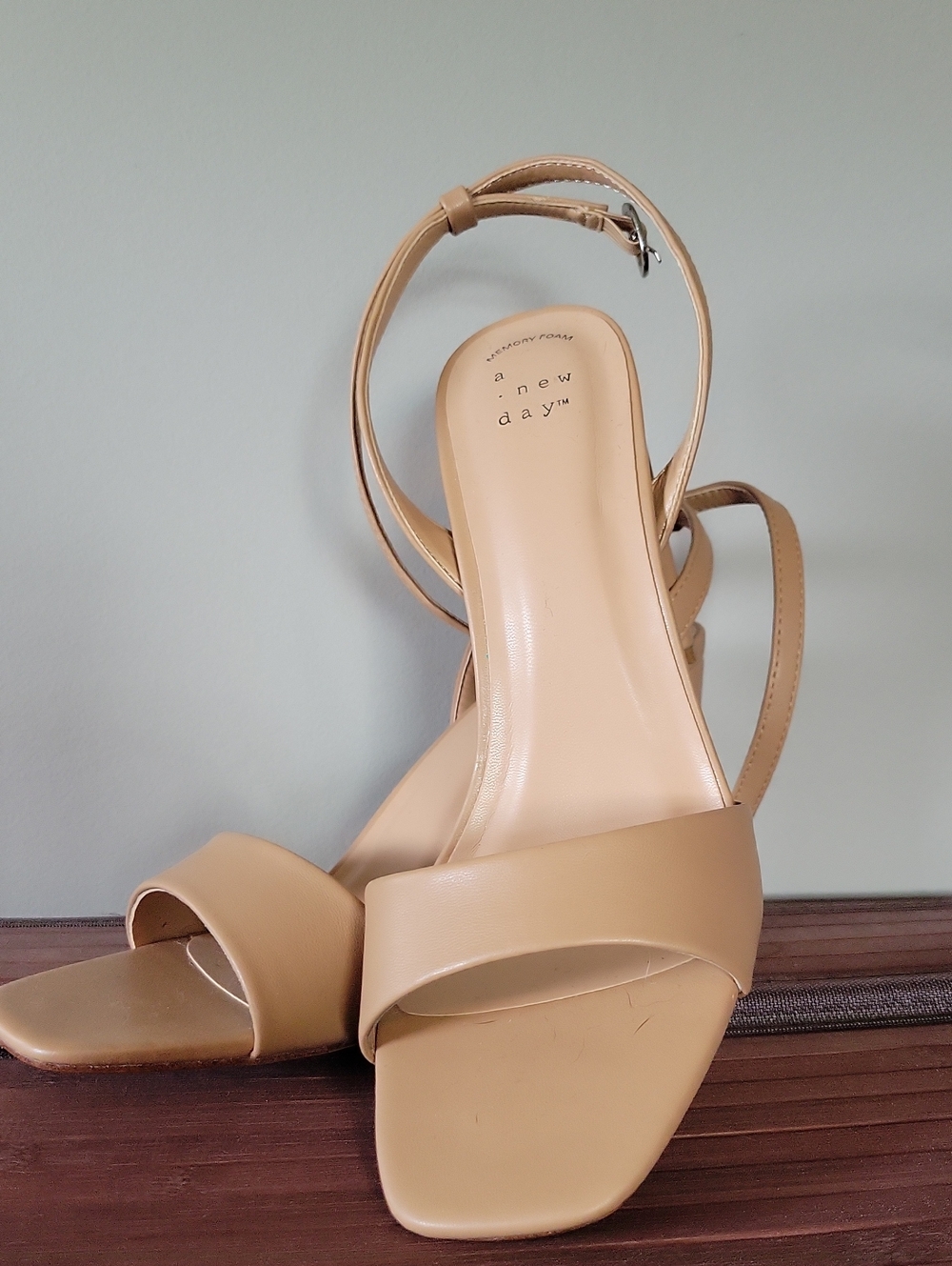 a new day Tan Strappy Square-Toe Block Heel Sandals
